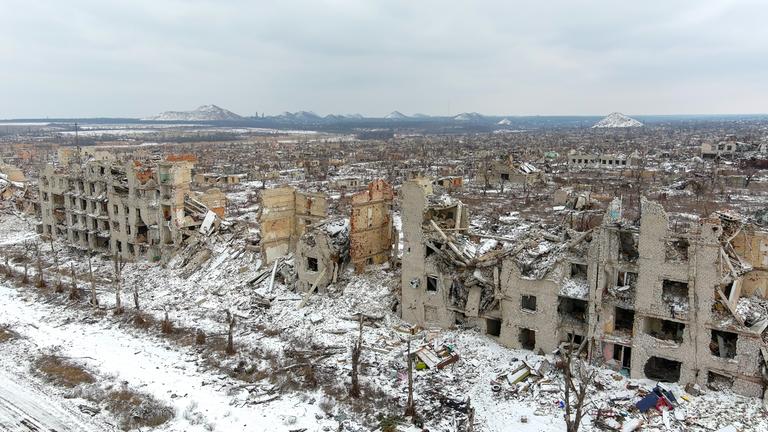 Zerstörte Stadt in der Ukraine