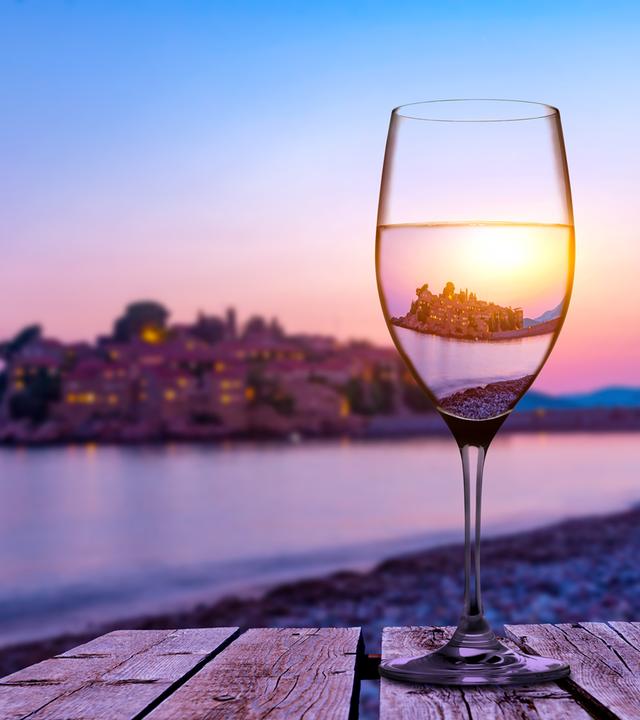 Wineglass and Sveti Stefan