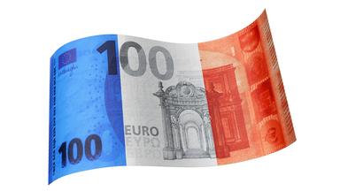 100 Euro Schein in Blau Weiß Rot (Frankreich-Fahne) - Bildmontage