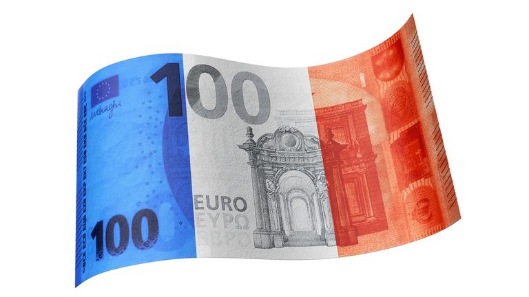 100 Euro Schein in Blau Weiß Rot (Frankreich-Fahne) - Bildmontage