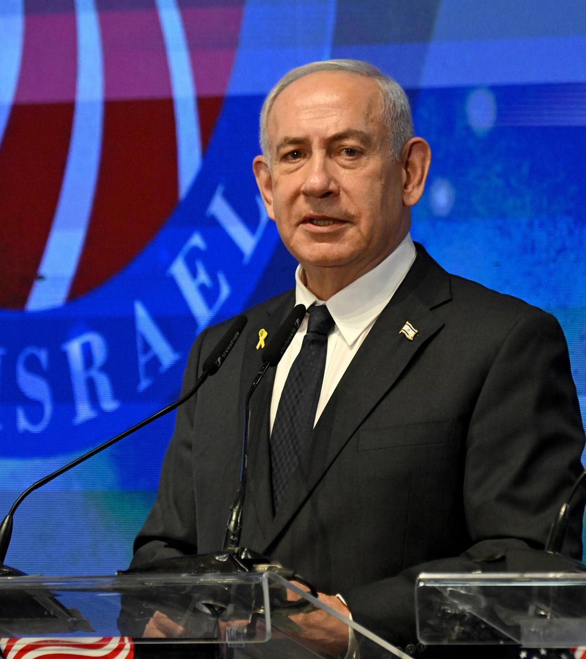 Der israelische Ministerpräsident Benjamin Netanjahu spricht vor amerikanischen Gesetzgebern in Jerusalem