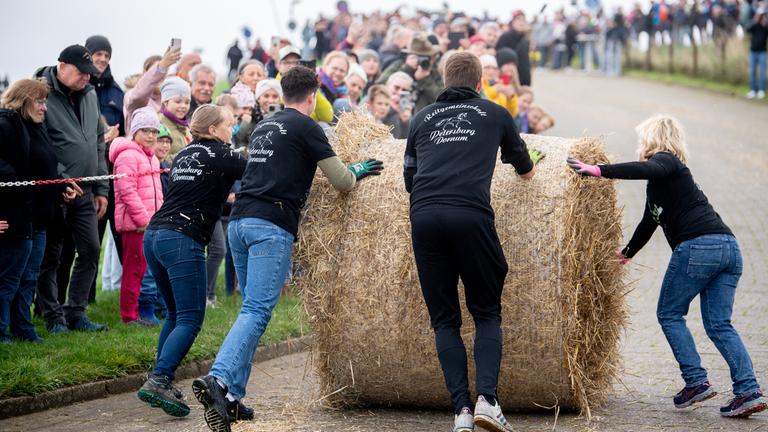 Strohballen-Rollmeisterschaft in Dornumersiel
