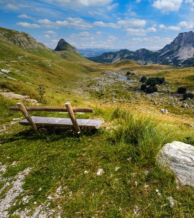 Malerische Sommer Berglandschaft des Durmitor National Park, Montenegro, Europa, Balkan Dinarische Alpen, UNESCO Welterbe. Durmi