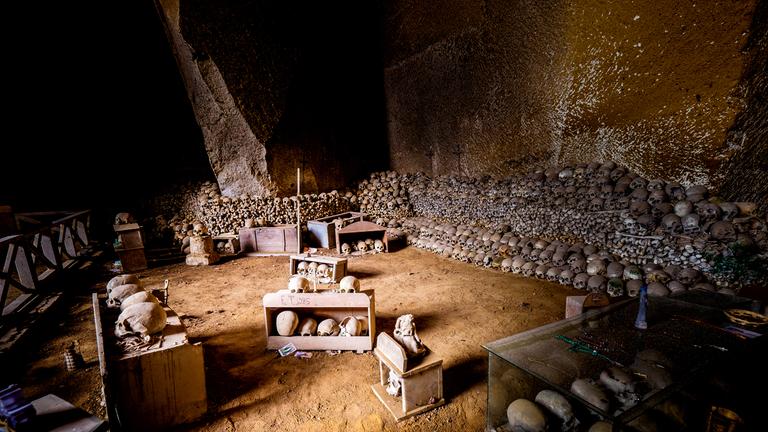 Naples - Fontanels cemetery, Cimitero delle Fontanelle of Naples. Italy, Fontanels cemetery, Cimiter