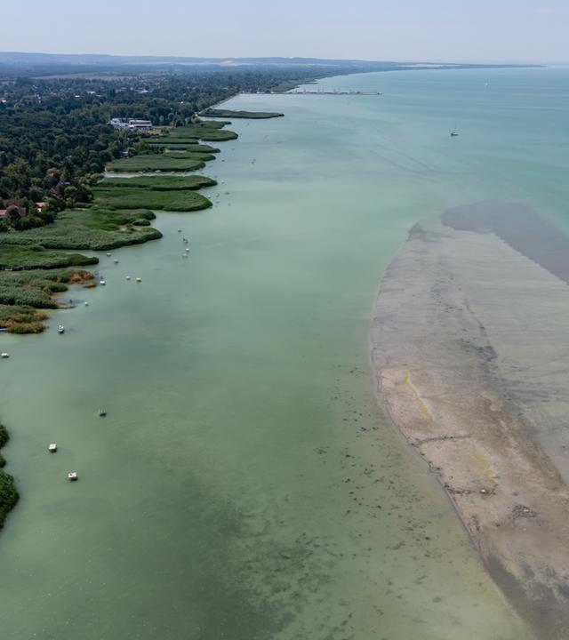 The water level of Lake Balaton is low due to drought