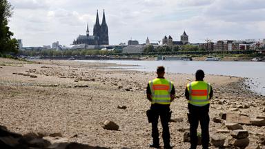 Weltkriegsbombe bei Niedrigwasser im Rhein