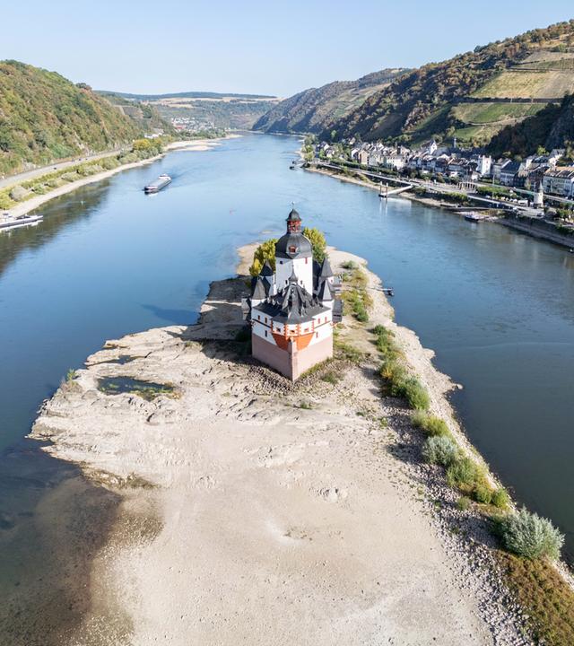 Extremes Niedrigwasser auf dem Rhein