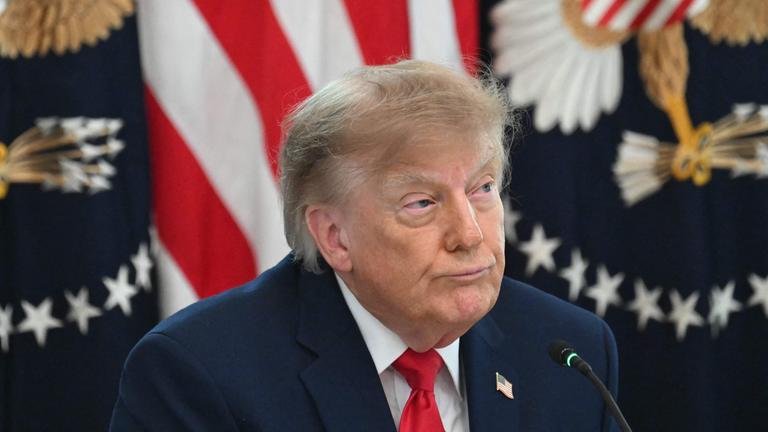 US President Donald Trump participates in a roundtable