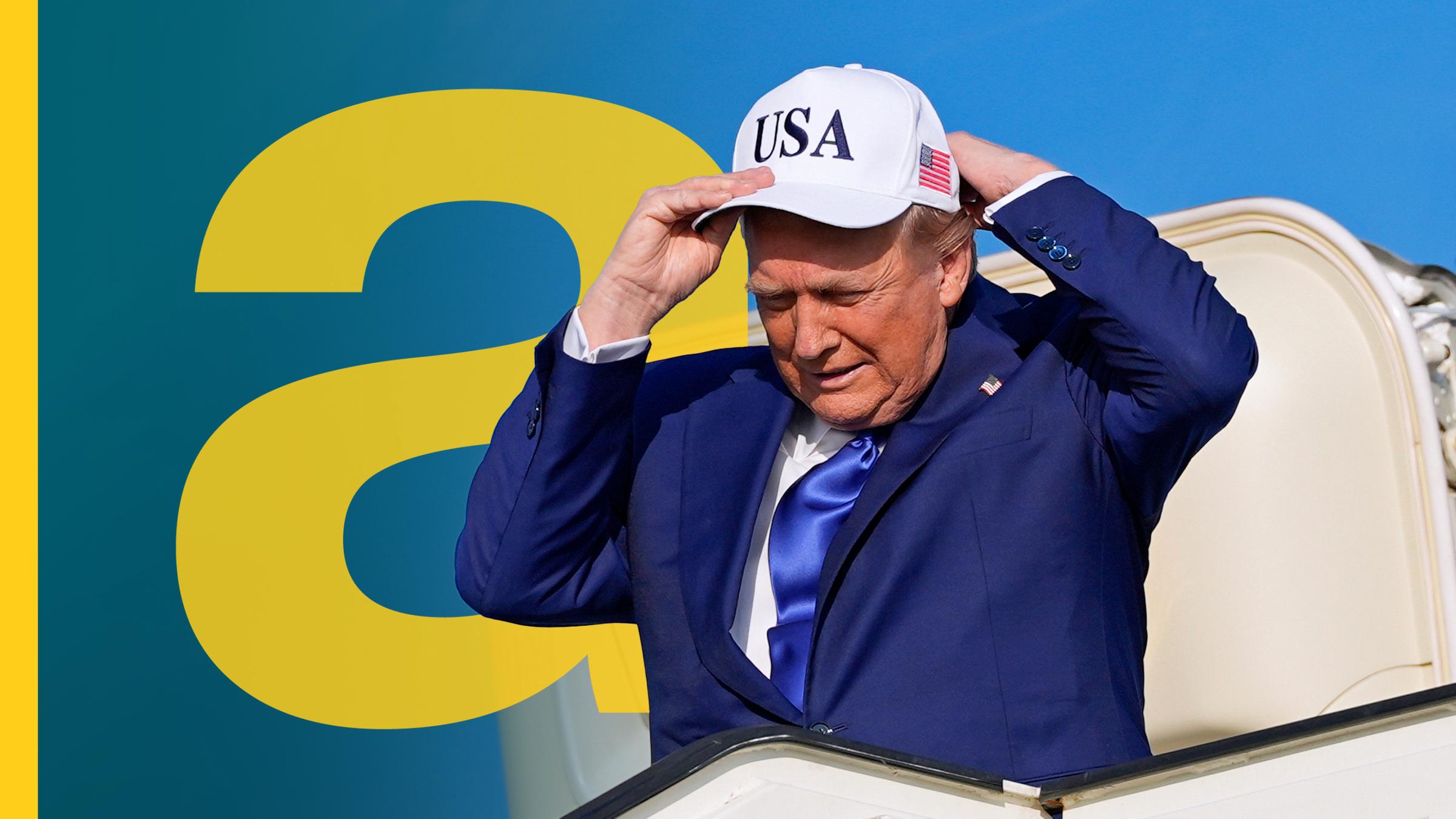 Trump steigt aus dem Flugzeug aus