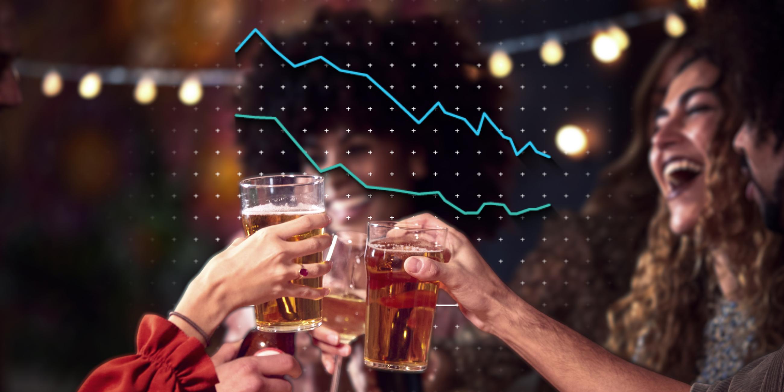 Junge Menschen feiern und trinken Alkohol