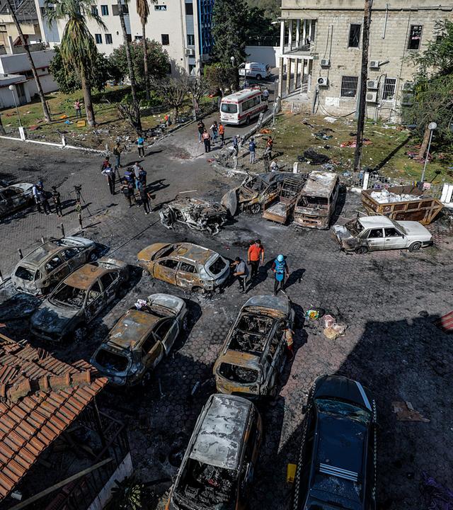 Zerstörung am Al-Ahli-Krankenhaus in Gaza