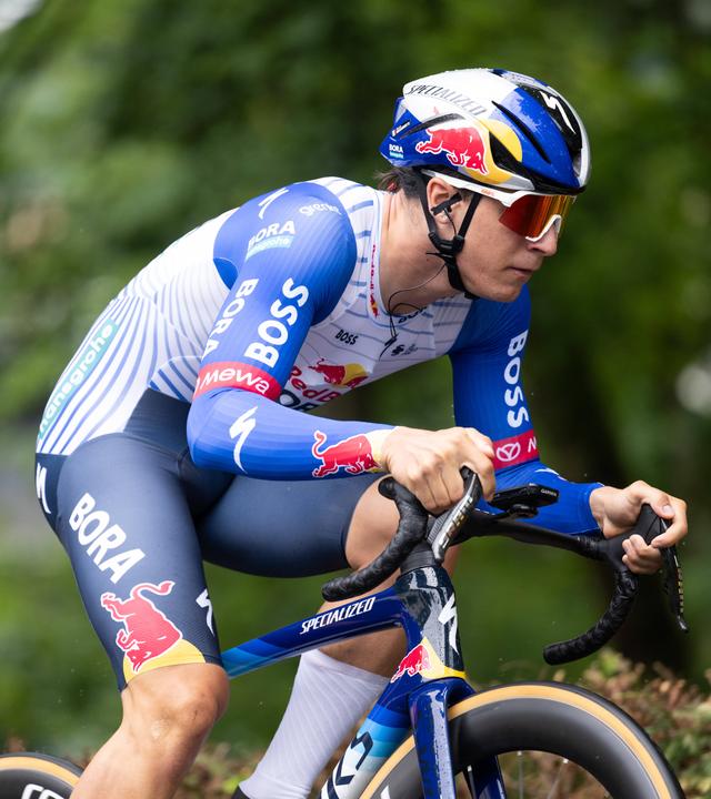 Der italienische Radsportler Alessio Magagnotti fährt im Prolog der Deutschland Tour in Bad Orb