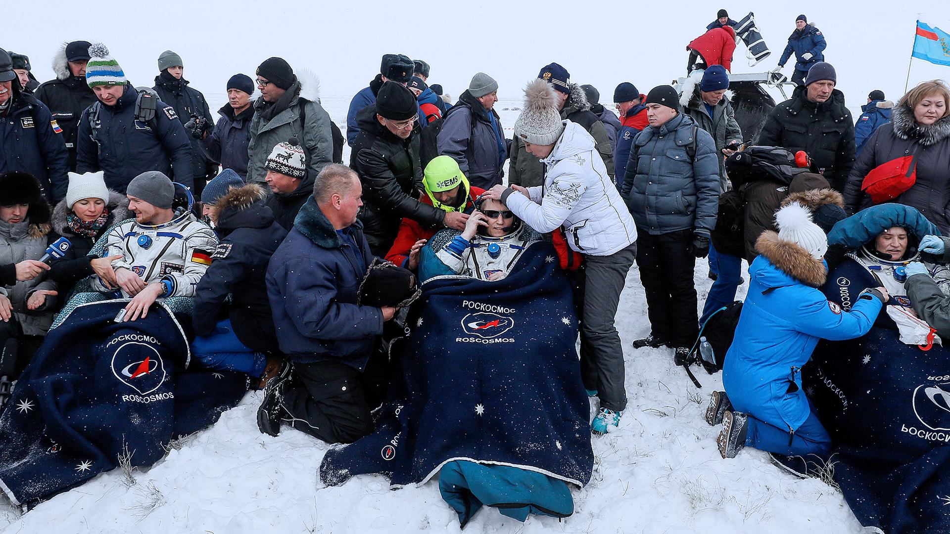 Die Besatzung der ISS ist gelandet, aufgenommen am 20.12.2018