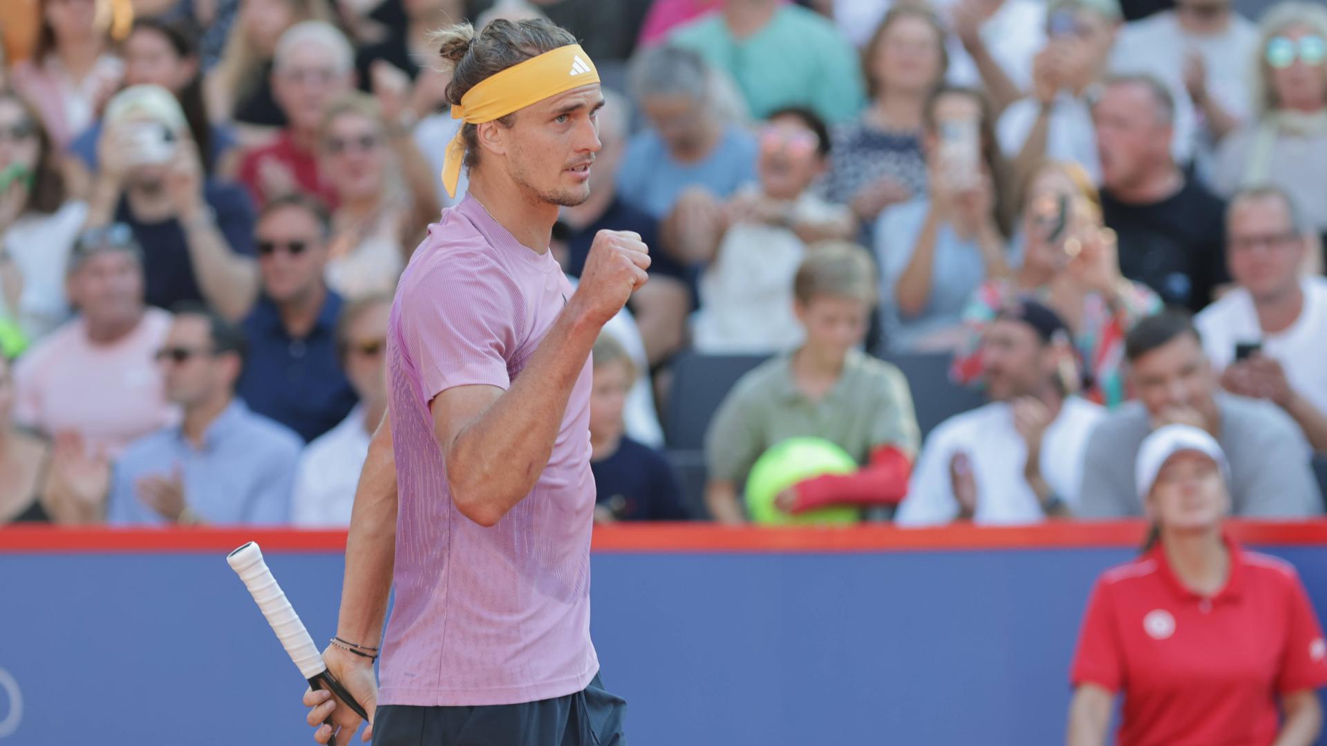 Alexander Zverev in Aktion während den Hamburg Open.