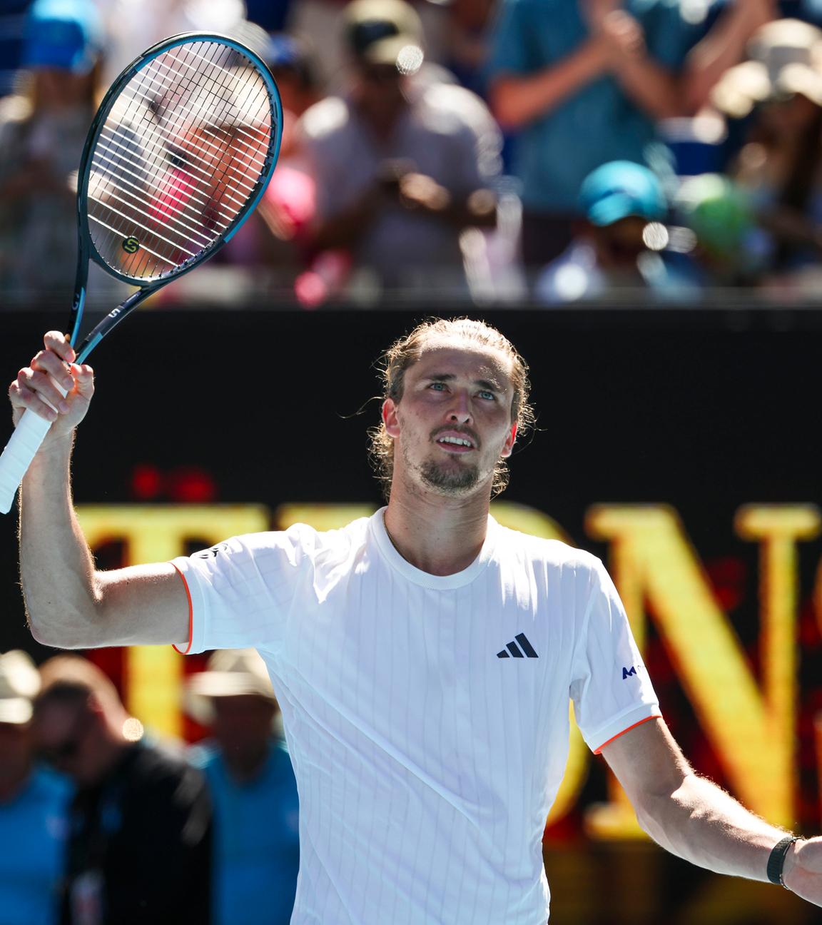 Alexander Zverev jubelt am 18.01.2026 in Melbourne, Australien, bei dem Australian Open.