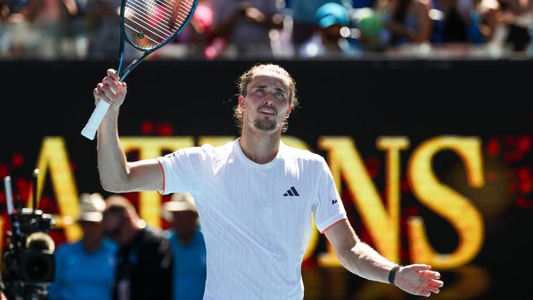 Alexander Zverev jubelt am 18.01.2026 in Melbourne, Australien, bei dem Australian Open.