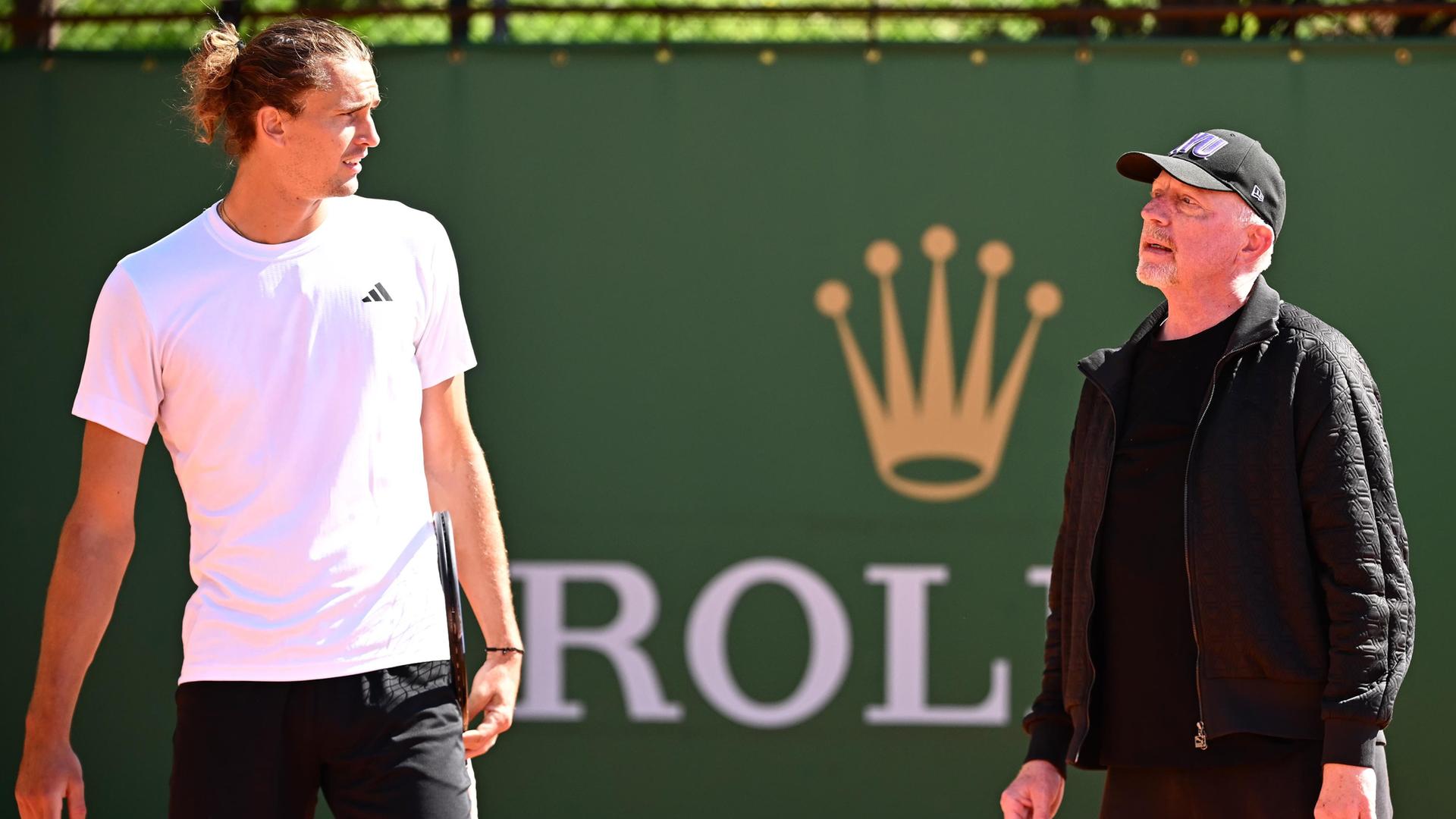 Alexander Zverev und Boris Becker im April beim gemeinsamen Training in Monte Carlo.