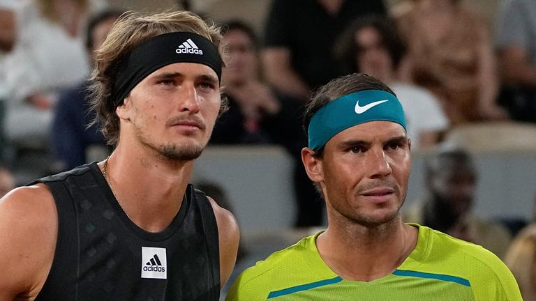 Archiv: Alexander Zverev und Rafael Nadal am 03.06.2022.