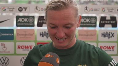Alexandra Popp im ZDF-Interview am 17.05.2026 in Wolfsburg. 