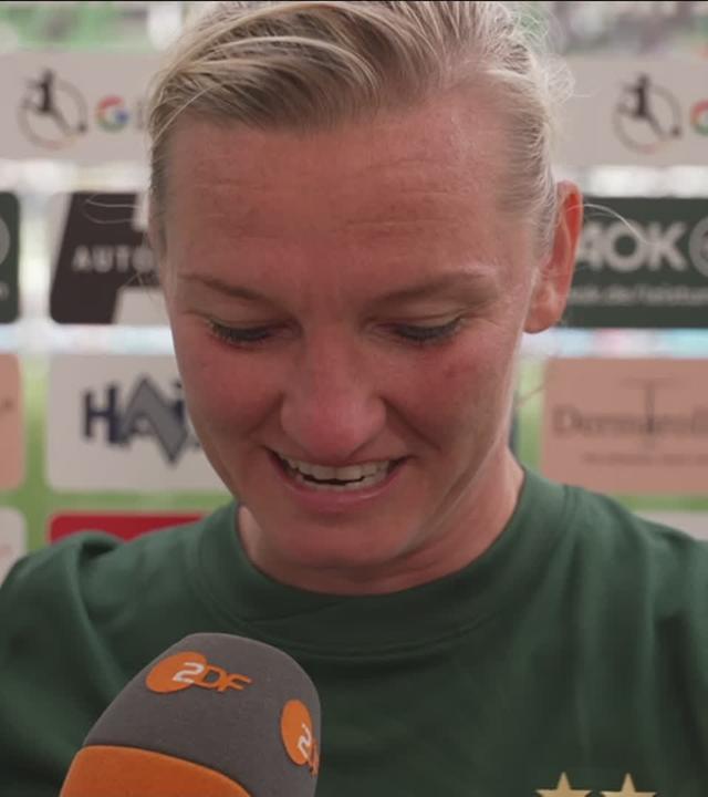 Alexandra Popp im ZDF-Interview am 17.05.2026 in Wolfsburg. 