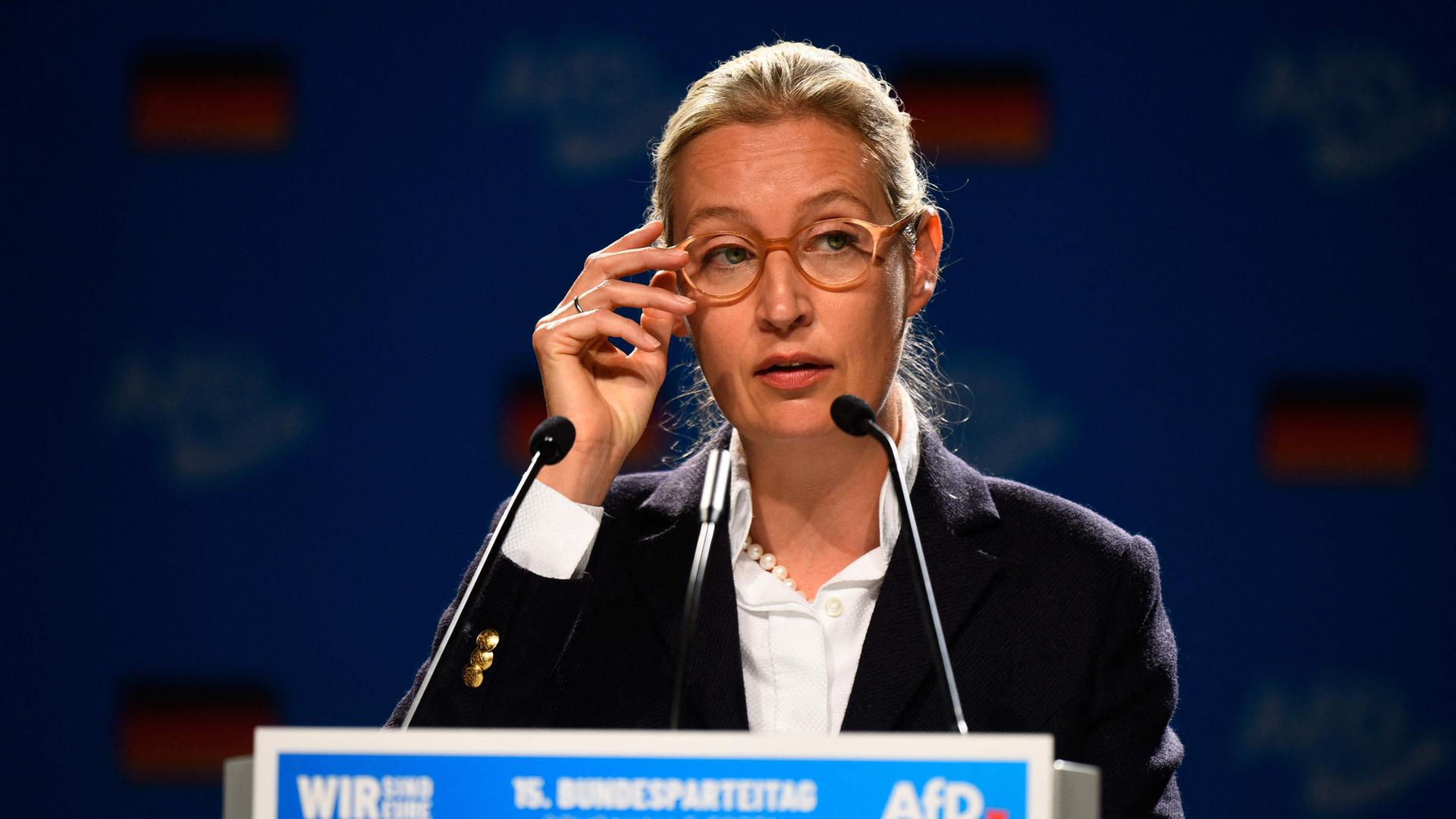 Alice Weidel spricht während des Parteitags der AfD in Essen, am 29.06.2024.