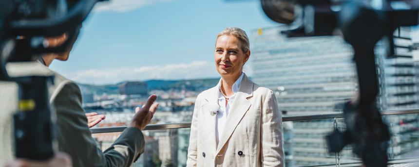 Alice Weidel im ZDF-Sommerinterview in Wien.