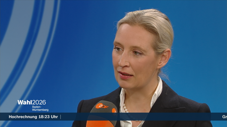 AfD-Vorsitzende Alice Weidel mit einer Reaktion zur Landtagswahl in Baden-Württemberg.