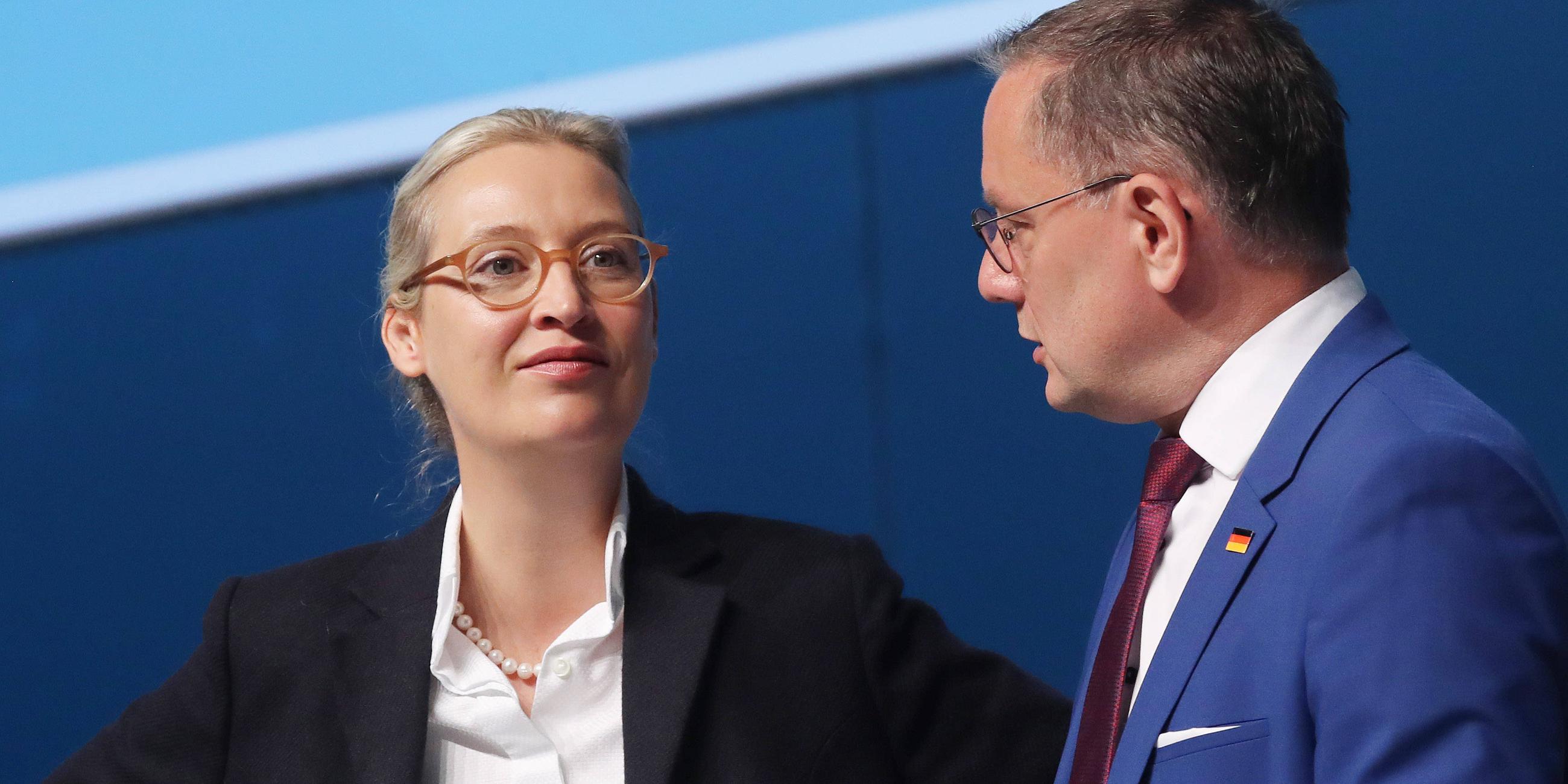 Alice Weidel und Tino Chrupalla am 29.06.2024 in Essen.