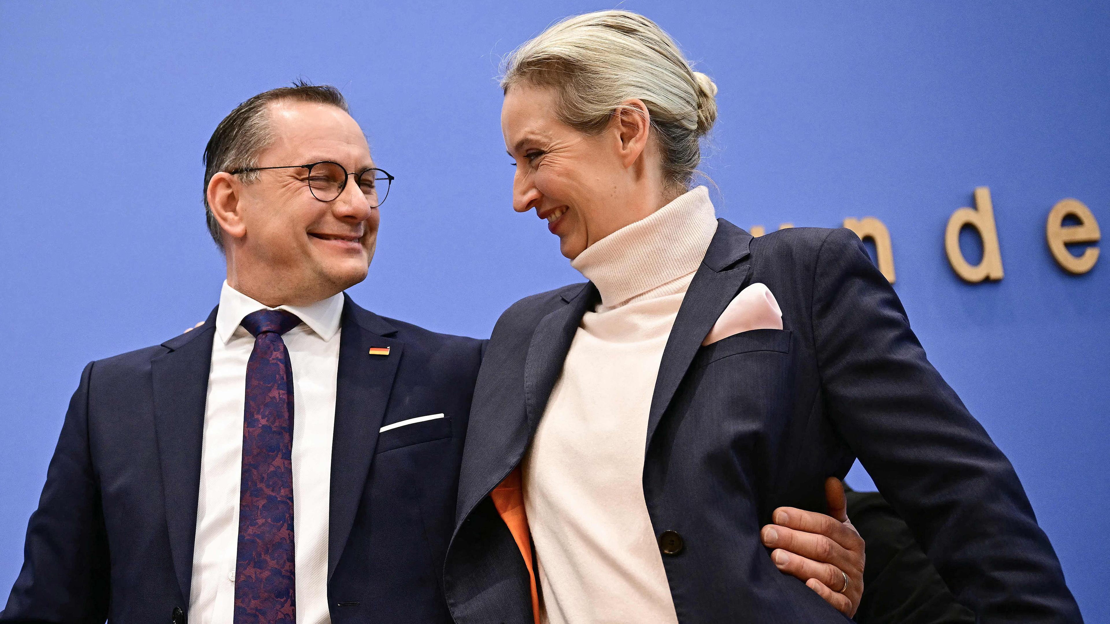 Alice Weidel und Tino Chrupalla, aufgenommen am 24.02.2025 in Berlin