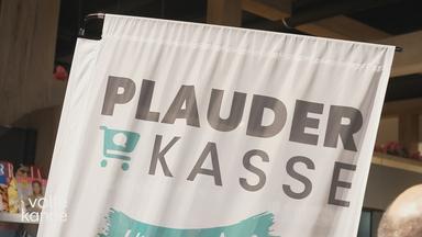 Schild einer "Plauder-Kasse"