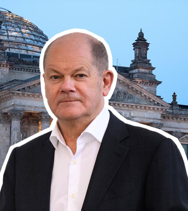 Bundeskanzler Olaf Scholz vor Reichstag 