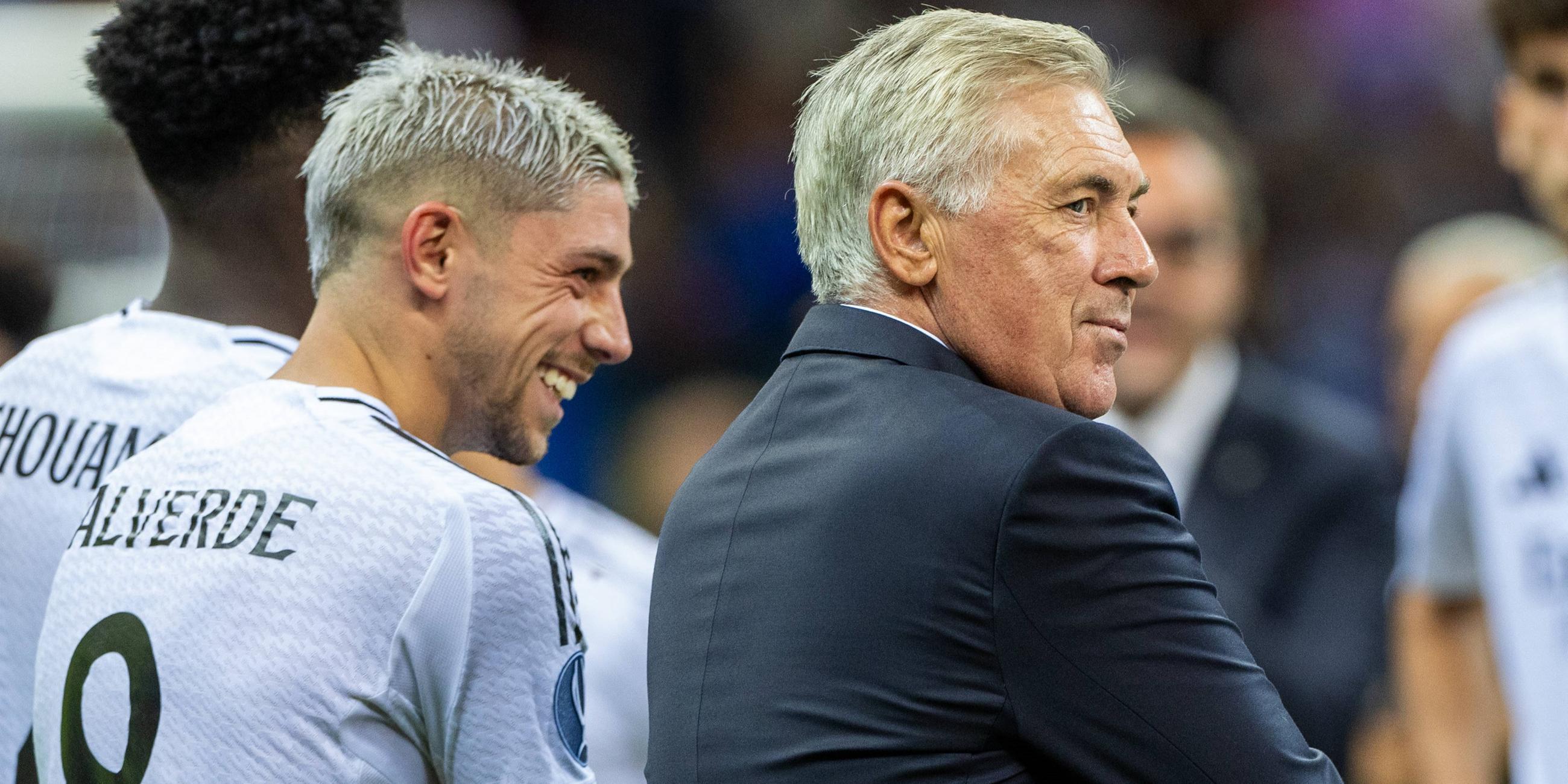 Federico Valverde (links) und Carlo Ancelotti.