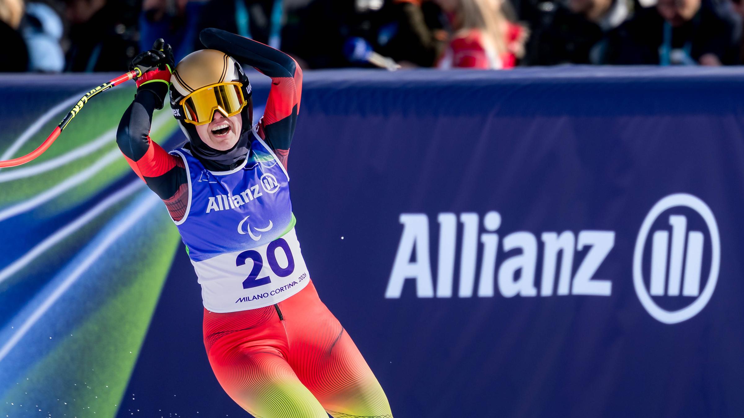 Andrea Rothfuss beim Super-G der Frauen, Paralympics Mailand–Cortina 2026.
