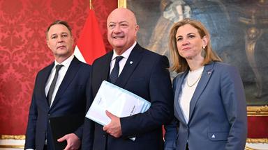  Andreas Babler, Christian Stocker und Beate Meinl-Reisinger am 22.02.2025.