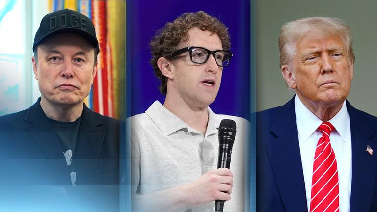 Elon Musk, Mark Zuckerberg und Donald Trump.