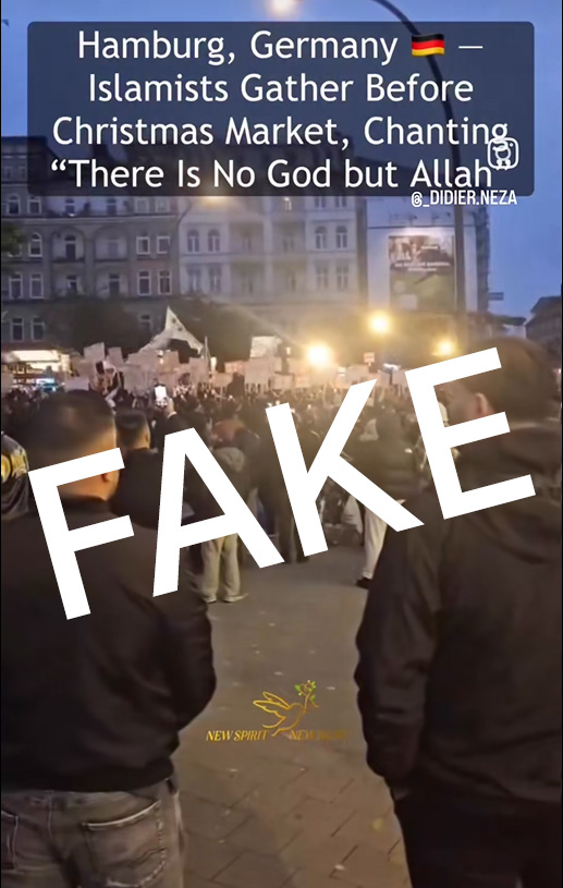 Bildunterschrift: Eine angeblicher islamischer Protest gegen den Hamburger Weihnachtsmarkt - das Video hat jedoch nichts mit Weihnachten zu tun