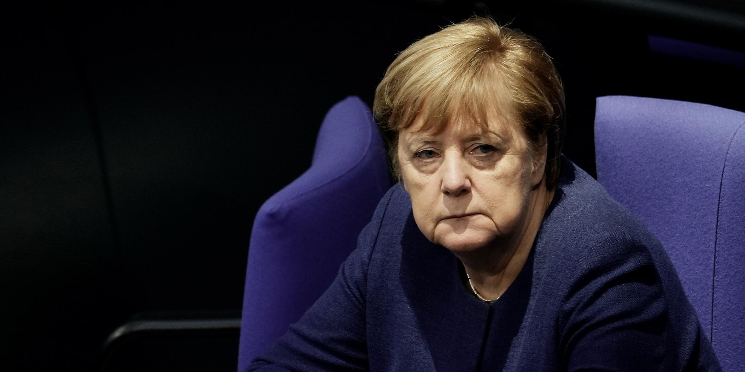 Ehemalige Bundeskanzlerin Angela Merkel im Bundestag während Ihrer letzten Amtszeit am 08.12.2020.