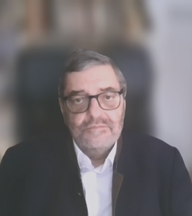 Lateinamerika Experte Günther Maihold live per Videocall dazugeschaltet. Sein Hintergrund ist durch einen Videofilter unklar.