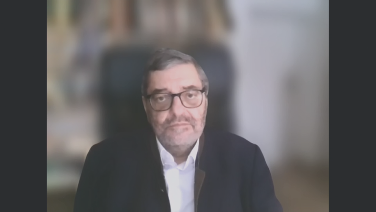 Lateinamerika Experte Günther Maihold live per Videocall dazugeschaltet. Sein Hintergrund ist durch einen Videofilter unklar.