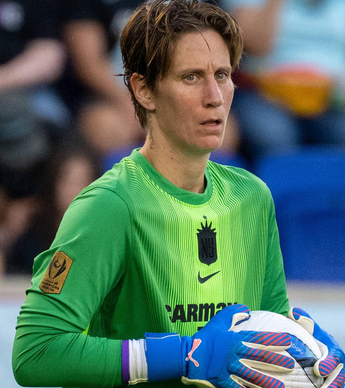 Torhüterin Ann-Katrin Berger (30) von NJ/NY Gotham FC im Einsatz beim Spiel gegen Seattle Reign FC im Sports Illustrated Stadium am 5. Oktober 2025.