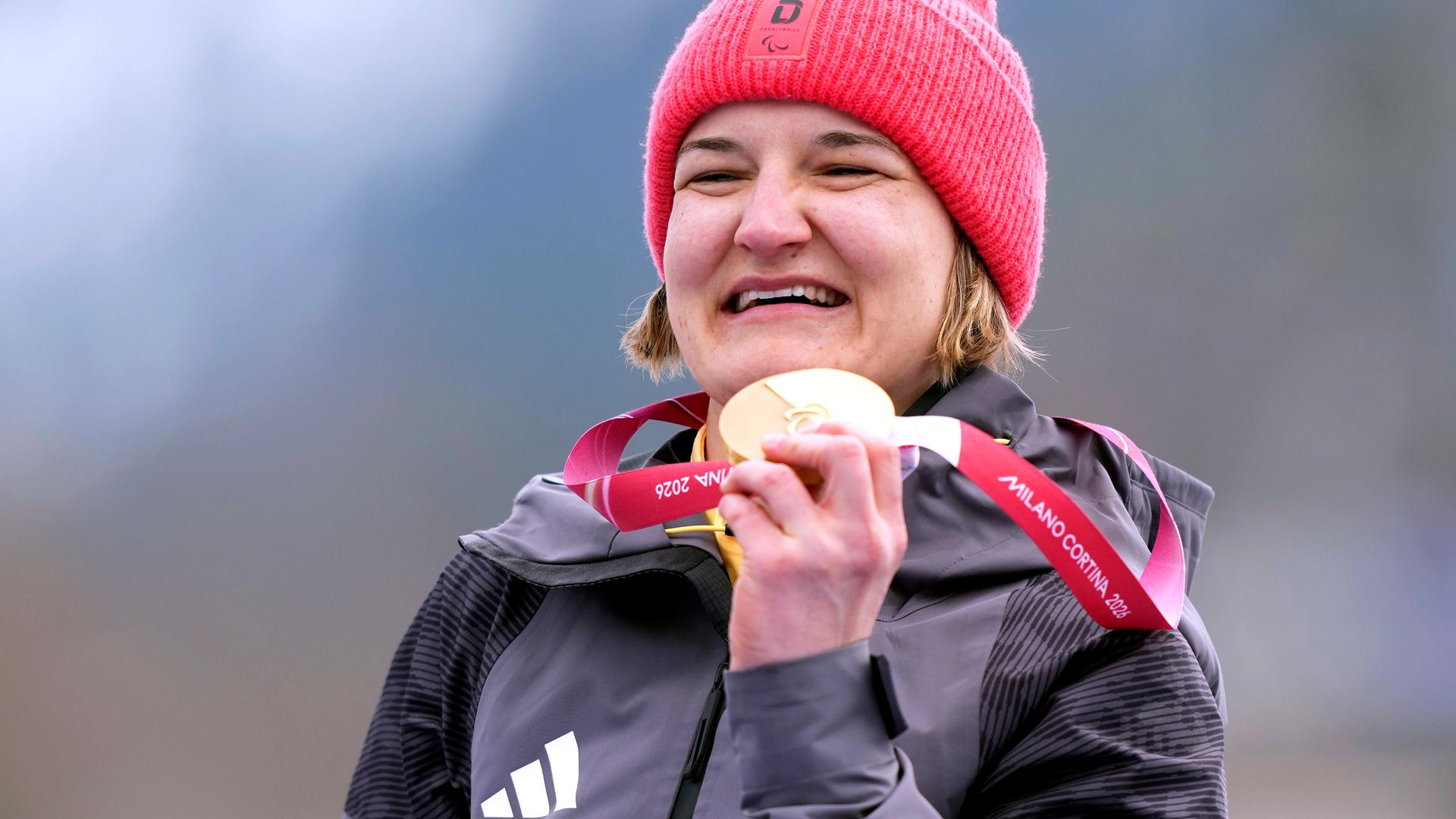 Anna-Lena Forster (Deutschland) jubelt. 