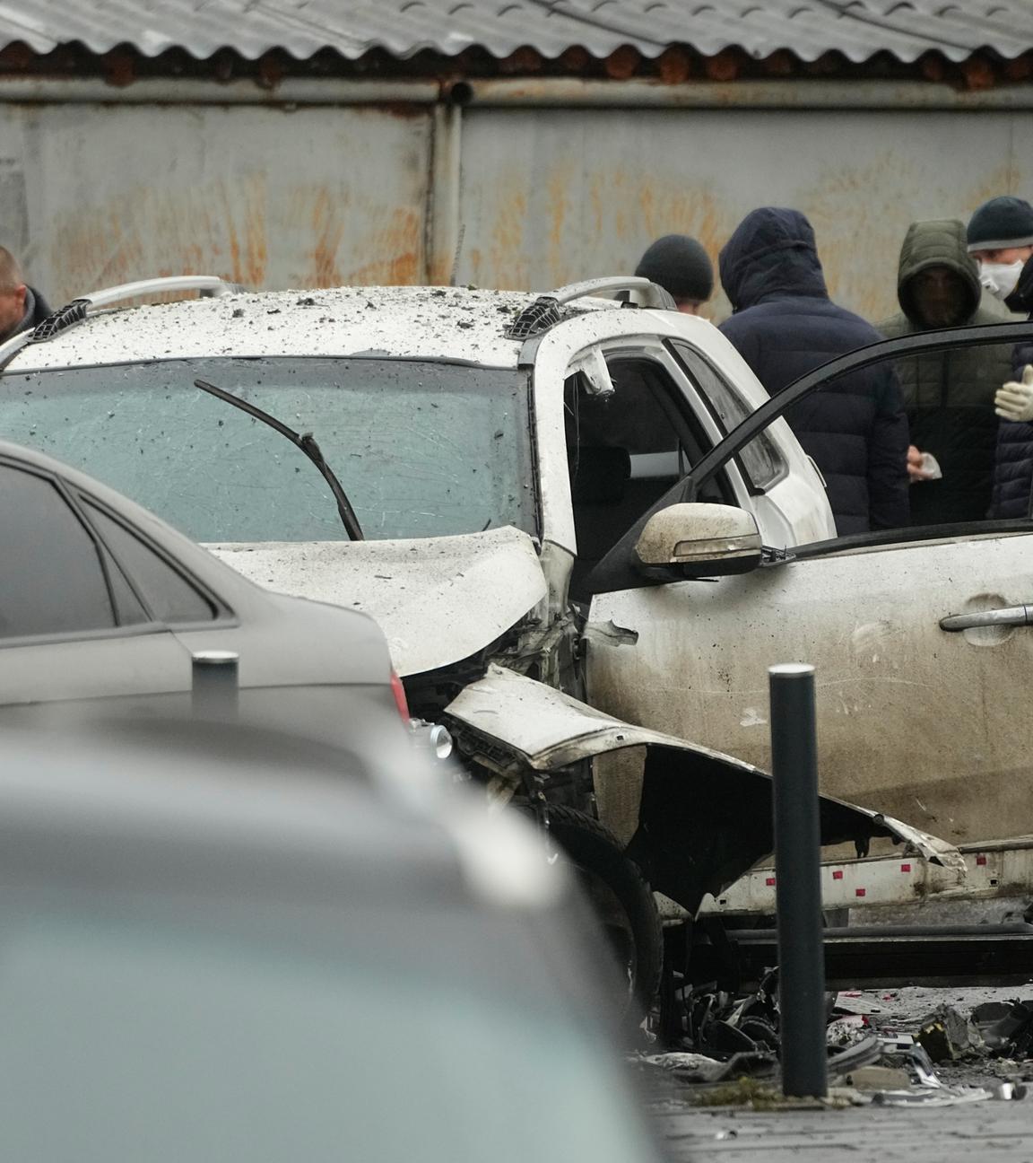 Das explodierte Auto des getöteten russischen Generals.