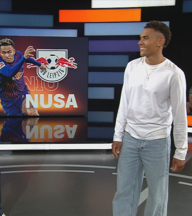 Leipzigs Mittelfeldspieler Antonio Nusa im Talk im aktuellen Sportstudio