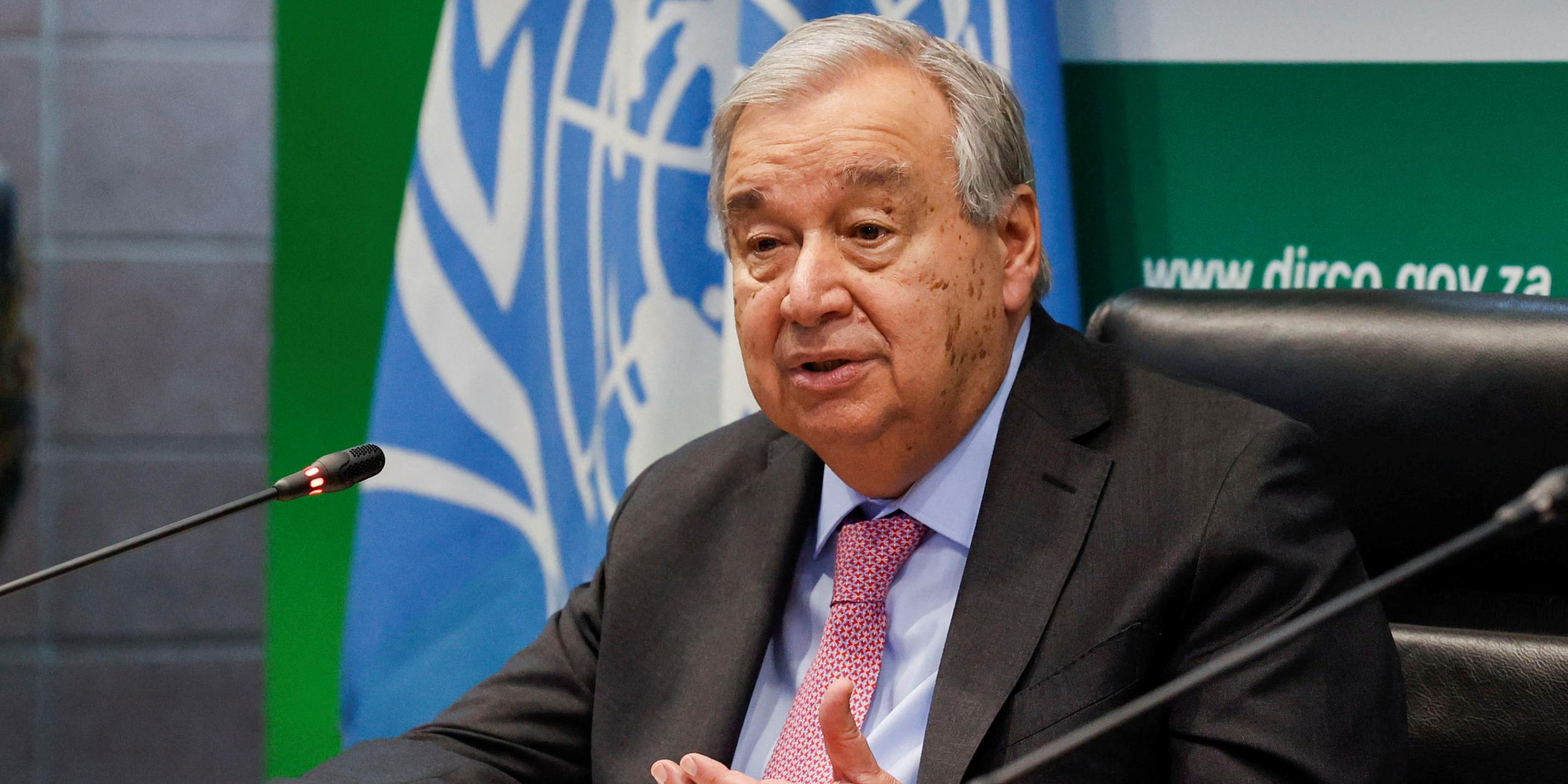 UN-Generalsekretär António Guterres spricht bei einer Pressekonferenz im südafrikanischen Pretoria.