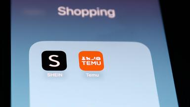 Auf einem Smatphone-Display sind die Apps von Shein und Temu angezeigt.