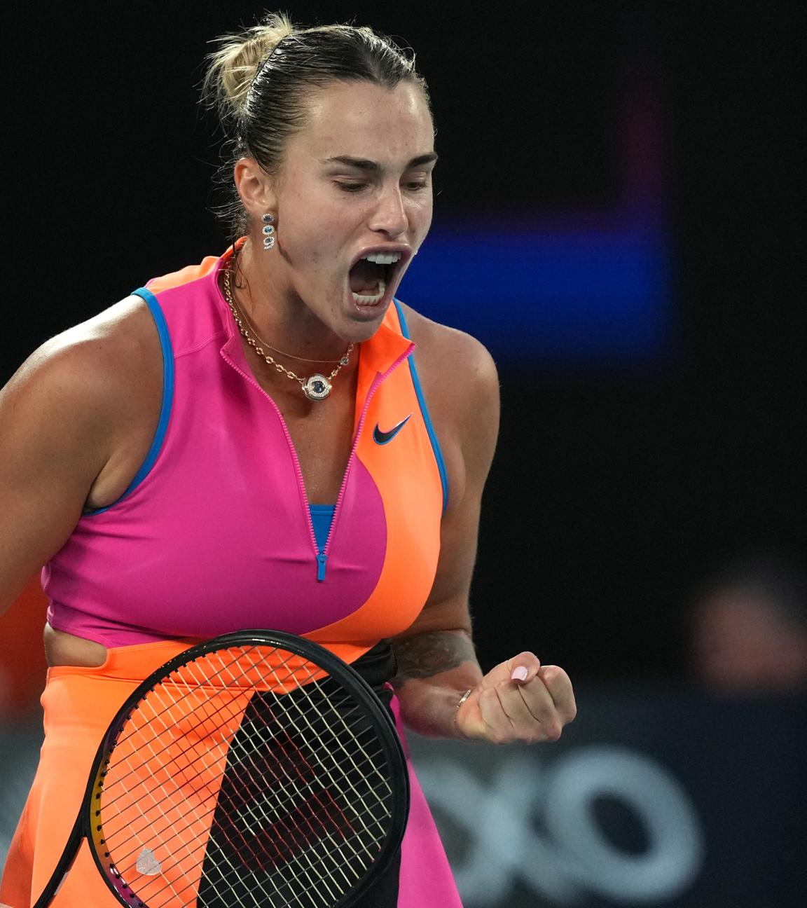 Aryna Sabalenka reagiert.