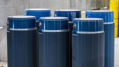 Hochradioaktive blaue Castor- Behälter 