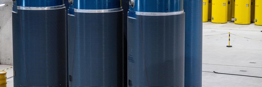 Hochradioaktive blaue Castor- Behälter 