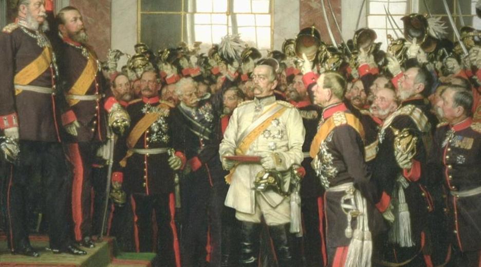Aufnahme eines historischen Bildes auf dem Bismarck nach der Reichsgründung zu sehen ist.