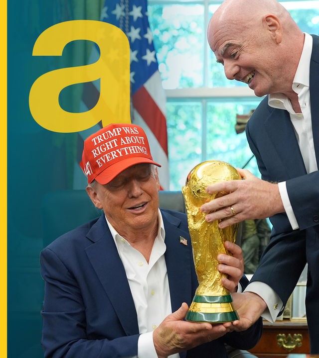 US-Präsident Donald Trump und FIFA-Präsident Gianni Infantino mit dem WM-Pokal